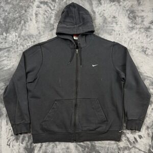 Nike Full Zip Hoodie Mens XL Black Athletic Dept Embroidered Swoosh Fleece